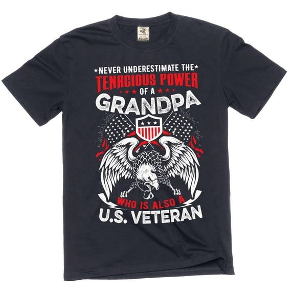 Mens Grandpa Tshirt US Veteran Shirt Grandpa Veteran Shirt USA Patriotic Gifts Grandpa Patriotic Tee (3X-Large Black)