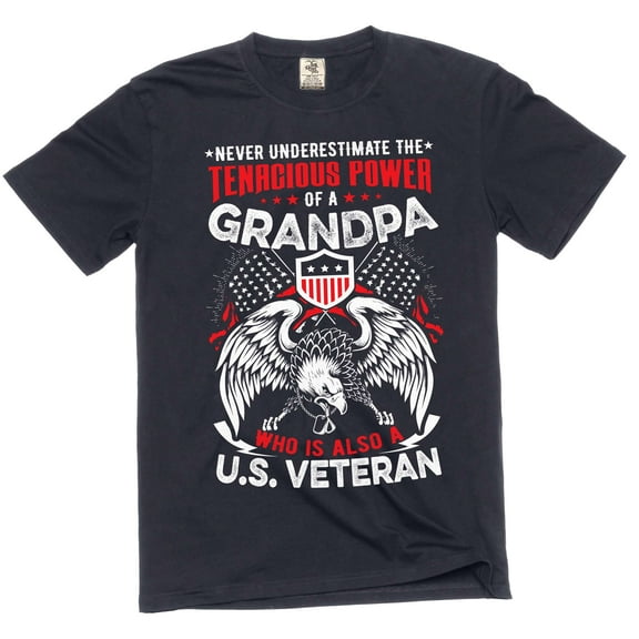 Mens Grandpa Tshirt US Veteran Shirt Grandpa Veteran Shirt USA Patriotic Gifts Grandpa Patriotic Tee (4X-Large Black)