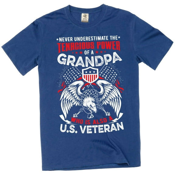 Mens Grandpa Tshirt US Veteran Shirt Grandpa Veteran Shirt USA Patriotic Gifts Grandpa Patriotic Tee (Large Navy Blue)