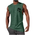 thumbnail image 1 of Mens Graphic Cotton Tank Tops Sleeveless Muscle Shirts Beach Hawaiian Coconut Tree Patriotic Tank Tops Army Green, 1 of 5