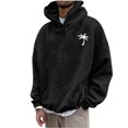 thumbnail image 1 of Mens Graphic Hoodies Palm Tree Printed Casual Sweatshirts Hoods Long Sleeve Comfy Soft Stretch Fall Clothing Cotton Hawaii Hooded Sweatshirts Pullover Tops with Pockets, Black (3X-Large), 1 of 4