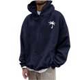 thumbnail image 1 of Mens Graphic Hoodies Palm Tree Printed Casual Sweatshirts Hoods Long Sleeve Comfy Soft Stretch Fall Clothing Cotton Hawaii Hooded Sweatshirts Pullover Tops with Pockets, Navy (X-Large), 1 of 4