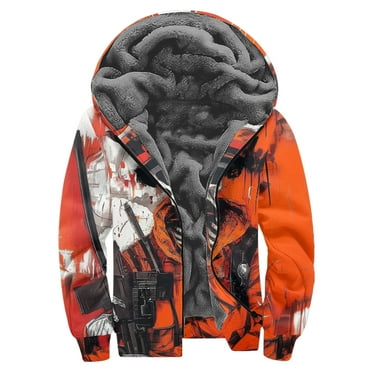 Mens Graphic Hoodies and Sweatshirts Halloween Skeleton Pattern Tops Heavyweight Warm Zip Up
