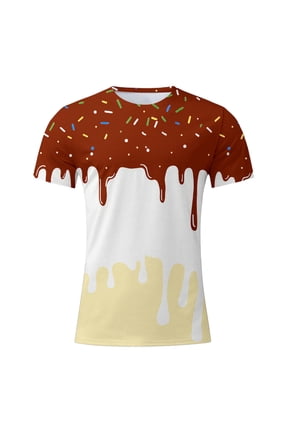 Mens Graphic Ice Print Tee Casual Summer Short Sleeve Soft Knit Blend Comfortable Fit Top Daily WearCoffeeXXXL