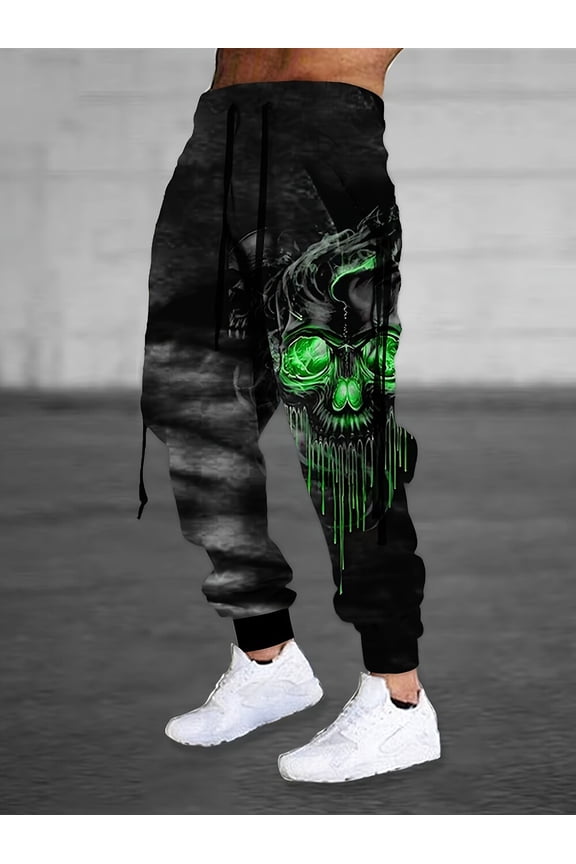 Mens Graphic Joggers Sweatpants 3D Print Casual Sports Pants for Halloween Running Street Track Hiking with Pockets Black XL