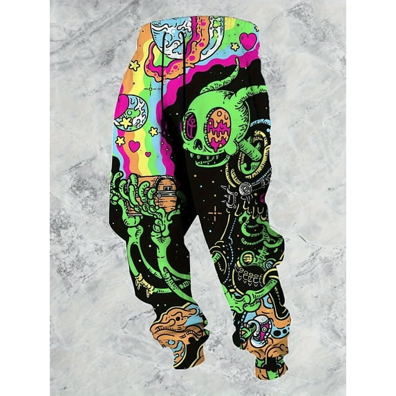 Mens Graphic Joggers Sweatpants 3D Print Casual Sports Pants for Halloween Running Street Track Hiking with Pockets Multicolor XXL