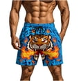 thumbnail image 1 of Mens Graphic Print Shorts Cool Mesh Basketball Shorts Casual Flat Front Shorts Summer Drawstring, 1 of 1