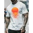 thumbnail image 1 of Mens Graphic T-Shirts Casual Oversized Letter Print Beach Shirts Hawaiian Baggy Cotton Short Sleeve Tshirt Summer tee Top White D S, 1 of 6