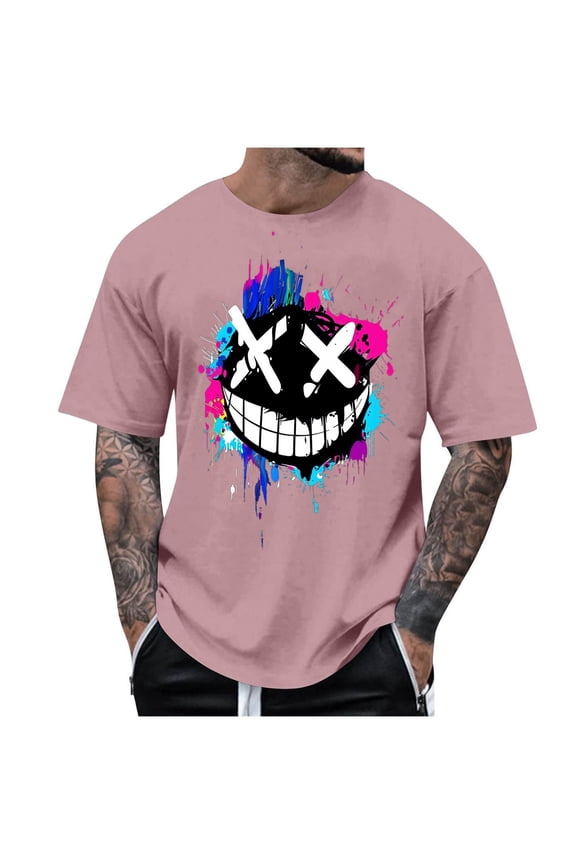Mens Graphic T-Shirts Funny Print Sport Tee Shirt Summer Casual Loose Shirts Outdoor Vacation Running Clothes