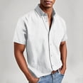 thumbnail image 1 of Mens Graphic T-Shirts Men Short Sleeve Button Shirt Solid Color Casual Loose Button Pocket Turndown Collar Blouse Shirts White L, 1 of 5