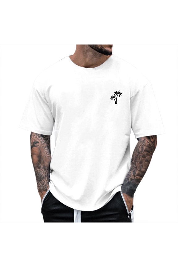 Mens Graphic T Shirts Mens Summer Shirts Round Neck Regular Short Sleeve Casual Vintage Tees White,S