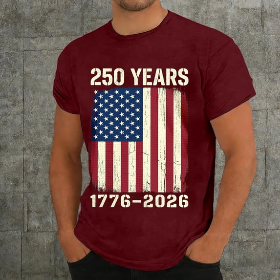 Mens Graphic T-shirts 250 Anniversary USA Shirt Short Sleeve Crewneck Tee Independence Day Celebration T Shirt for Men XXXL