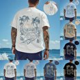 thumbnail image 1 of Mens Graphic T-shirts Short Sleeve Crewneck Tee Beach Vacation Print Loose Summer Beachwear Top Navy XXL, 1 of 7