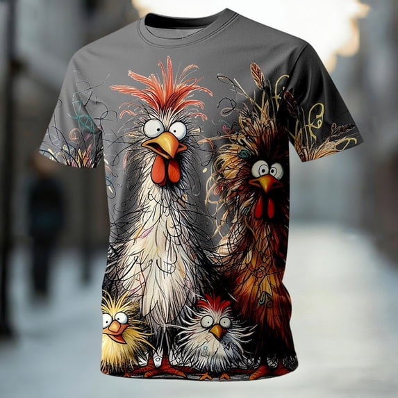 Mens Graphic T-shirts Short Sleeve Crewneck Tops 3D Hilarious Animal Graphic Quirky Casual Lightweight T Shirts for Man Grey XL