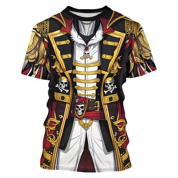 Mens Graphic T-shirts Short Sleeve Crewneck Tops Funny Pirate Skull Crossbones Novelty Summer Casual T Shirts for Man OTHER L