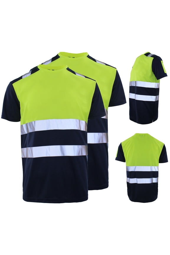 Mens Graphic T-shirts Short Sleeve Crewneck Tops Reflective Mesh Safety Work Shirt High Visibility Summer T Shirts for Man Light Green L
