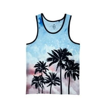 Mens Graphic Tank Top Muscle Workout Beach Sleeveless Shirt, Black Palms, Size: S, Spicy Tuna