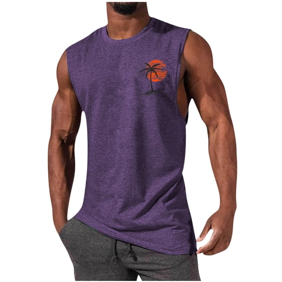 Snorda Mens Graphic Tank Tops, Crew Neck Sleeveless Pullover tank, Casual Sporty Summer Tank, Ideal for Beach, Outdoor and Daily Casual Wear