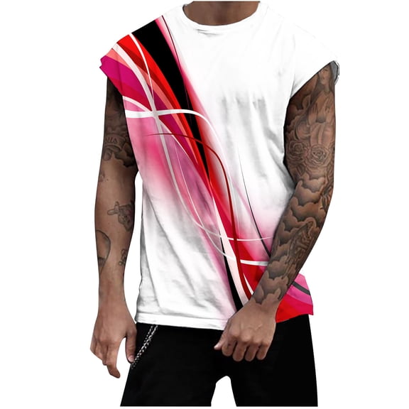 Mens Graphic Tank Tops Gym,Men's Sleeveless Workout Tank Tops, Stylish 3D Print Vest Shirts Summer Casual Tees Muscle Tanks for Men Gym Shirt