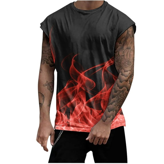 Mens Graphic Tank Tops Vintage,Men's 3D Print Sleeveless Tank Tops Summer Novelty Graphic Crewneck Muscle T Shirts Gym Workout Athletic Pullover Tops
