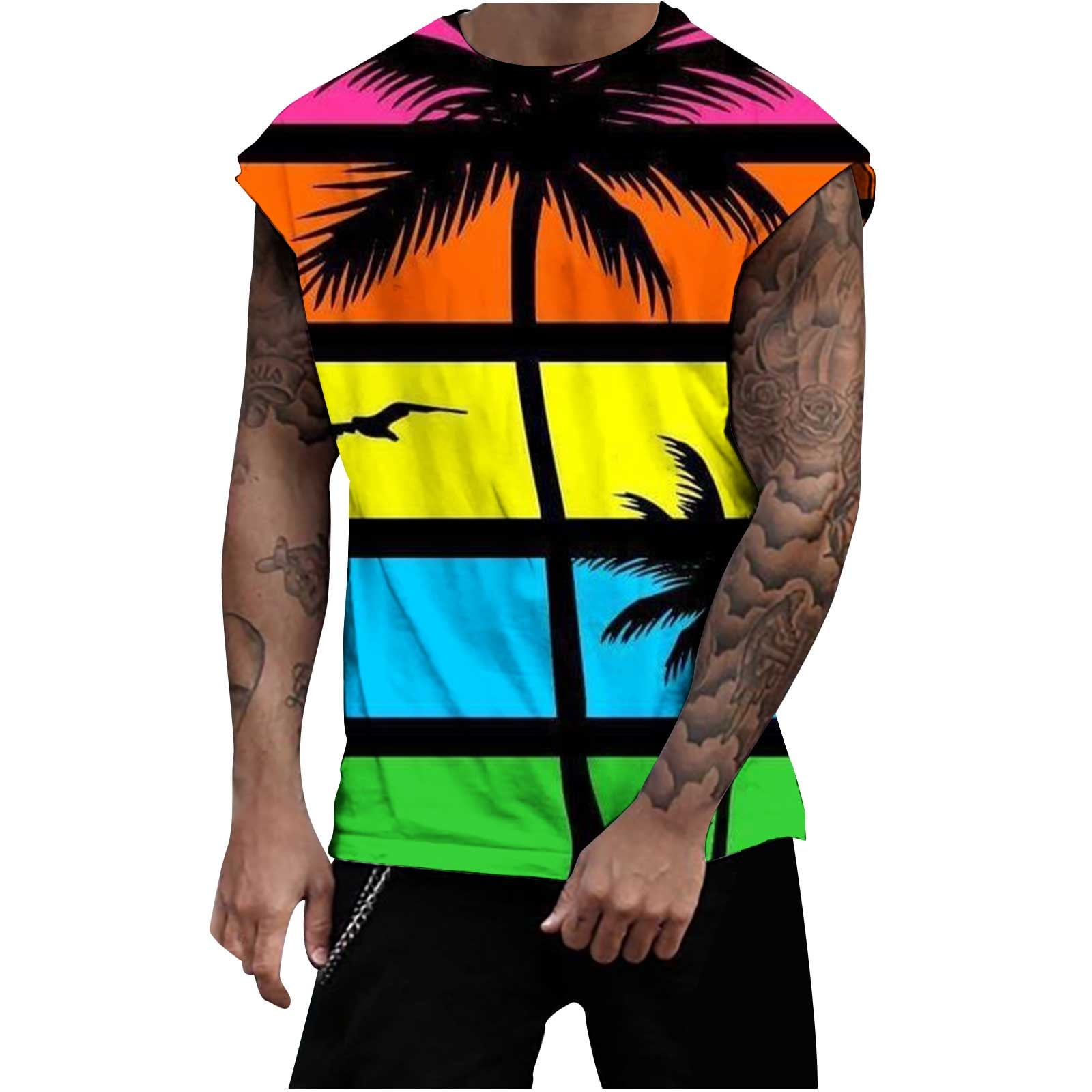 Mens Graphic Tank Tops Vintage,Men's 3D Print Sleeveless Tank Tops ...
