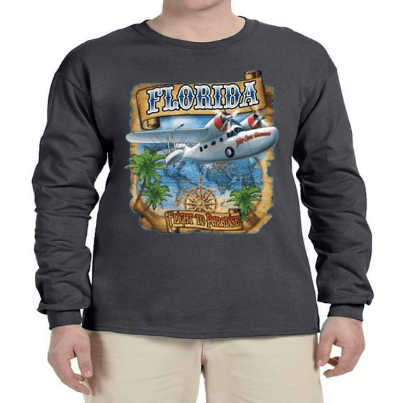 Mens Graphic Tee Florida T-shirt Long Sleeve Mens