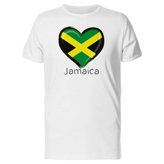 Mens Graphic Tee - Jamaica Flag Heart - Regular Fit 100% Cotton