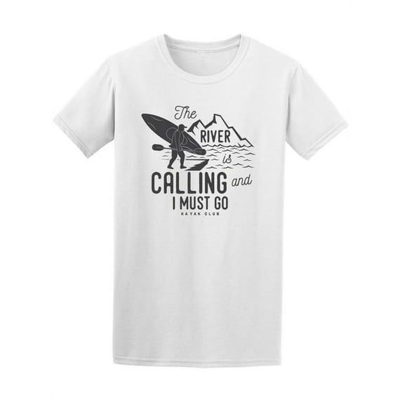 Mens Graphic Tee - The River Is Calling Kayak Club - Regular Fit 100% Cotton