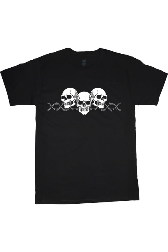 Mens Graphic Tees Barbed Wire Skull T-shirt Dad Fathers Day Gifts