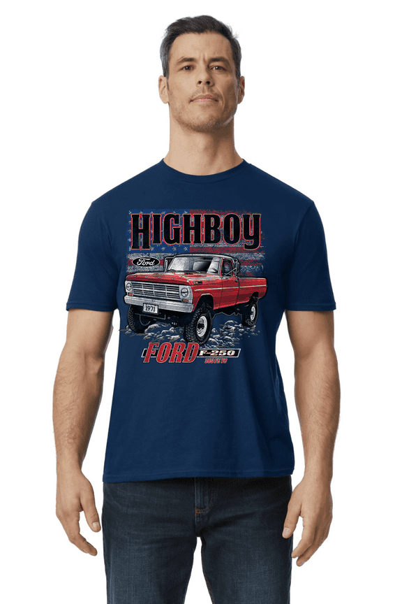 Mens Graphic Tees Ford Trucks F-250 Highboy T-shirt Short Sleeve Tee