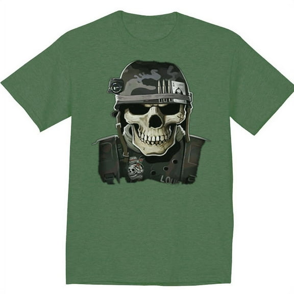 Mens Graphic Tees Military Skull T-shirt