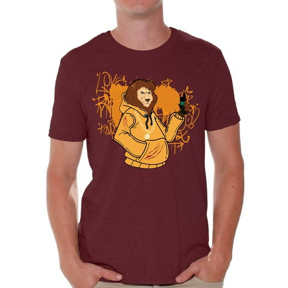 Mens Graphic Tees - Nerd Geek Cool - Streetwear Lion T-shirt
