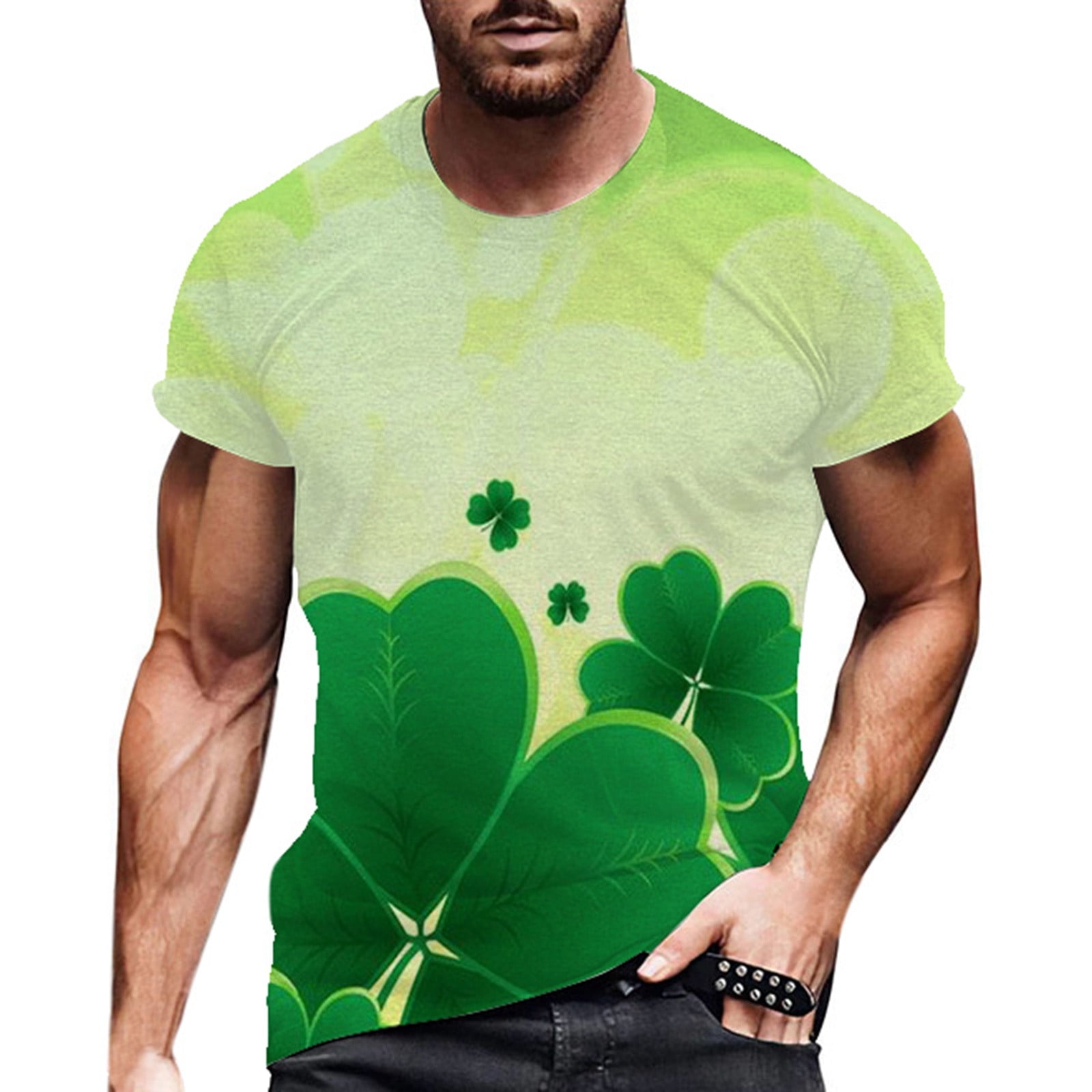 Mens Graphic Tees St.Patrick's Day Print Irish Day Green Short Sleeve