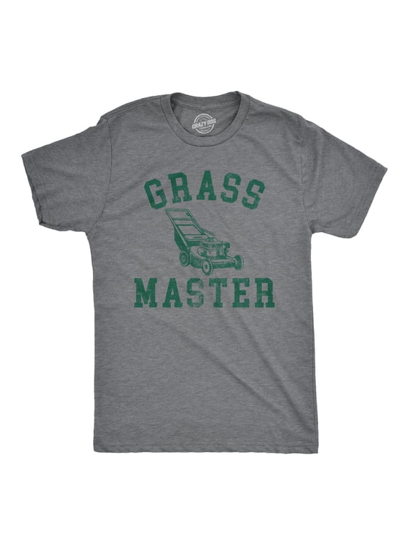 Mens Grass Master T Shirt Funny Push Lawnmower Yard Work Joke Tee for Guys Graphic Tees