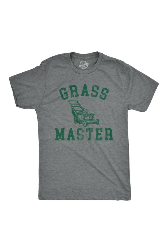 Mens Grass Master T Shirt Funny Push Lawnmower Yard Work Joke Tee for Guys Graphic Tees