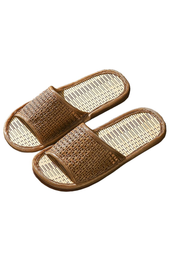 Mens Grass Rattan Slipper in Summer, Travel, Hotel, Home Wooden Floor Bamboo Rattan Slippers
