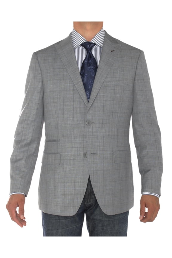 Mens Gray Modern Fit Blazer Luciano Natazzi 2 Button Suit