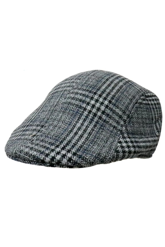 Mens Gray Plaid Design Ivy Cap Gatsby Newsboy Cabbie Winter Warm Hat