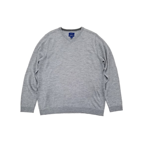 Mens Gray Soft Merino Long Sleeve V-Neck Sweater XX-Large