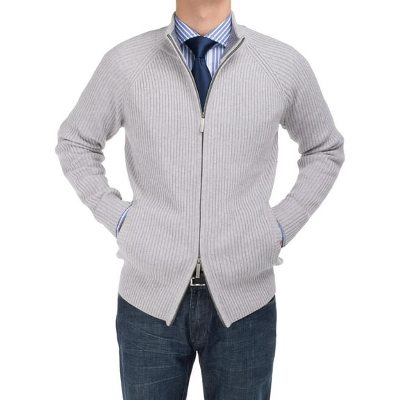 Mens Gray Sweater DTI DARYA TRADING BB Signature Mock Neck