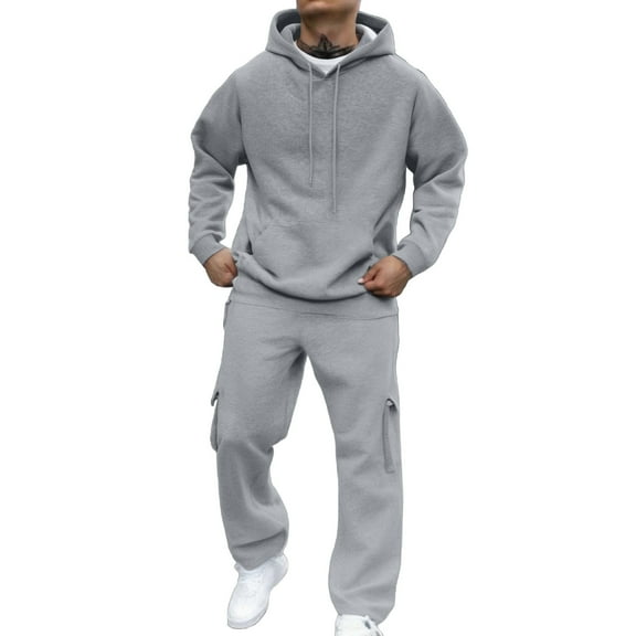 Mens Gray Sweatsuits 2 Piece Sets, Fashion Men's Tracksuits Casual Athletic Jogging Outfits Pullover Tracksuit Set Sports Suit Long Sleeve