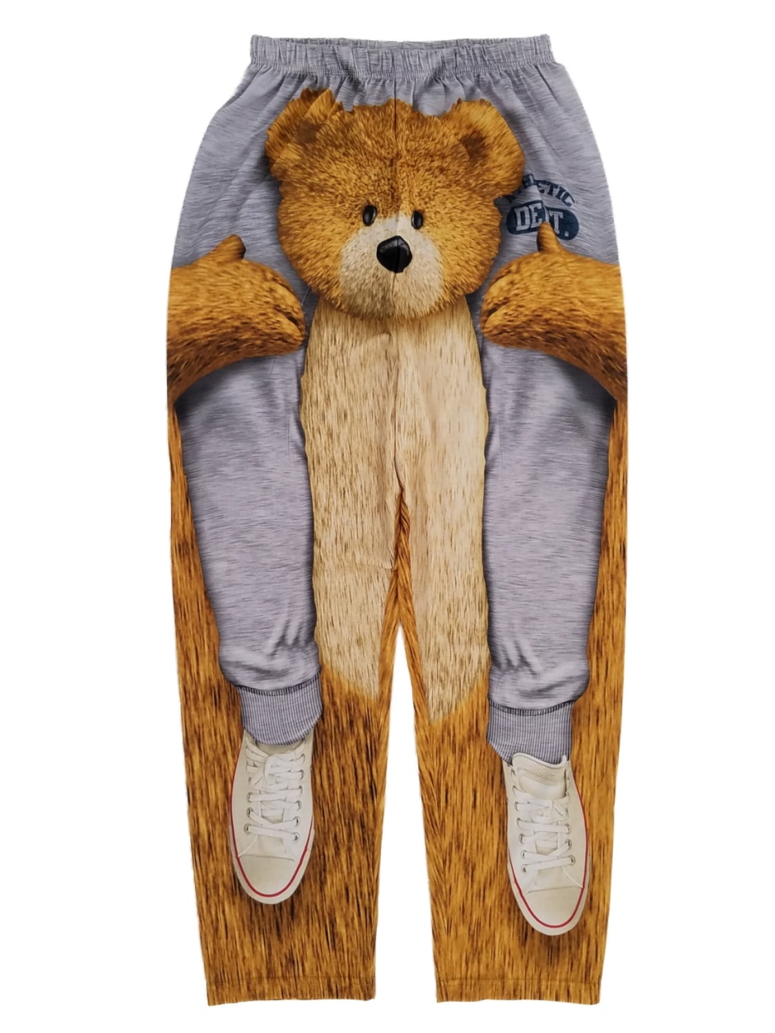 Mens Gray Teddy Bear Ride Lounge Pants Sleep Pants Pajama Bottoms