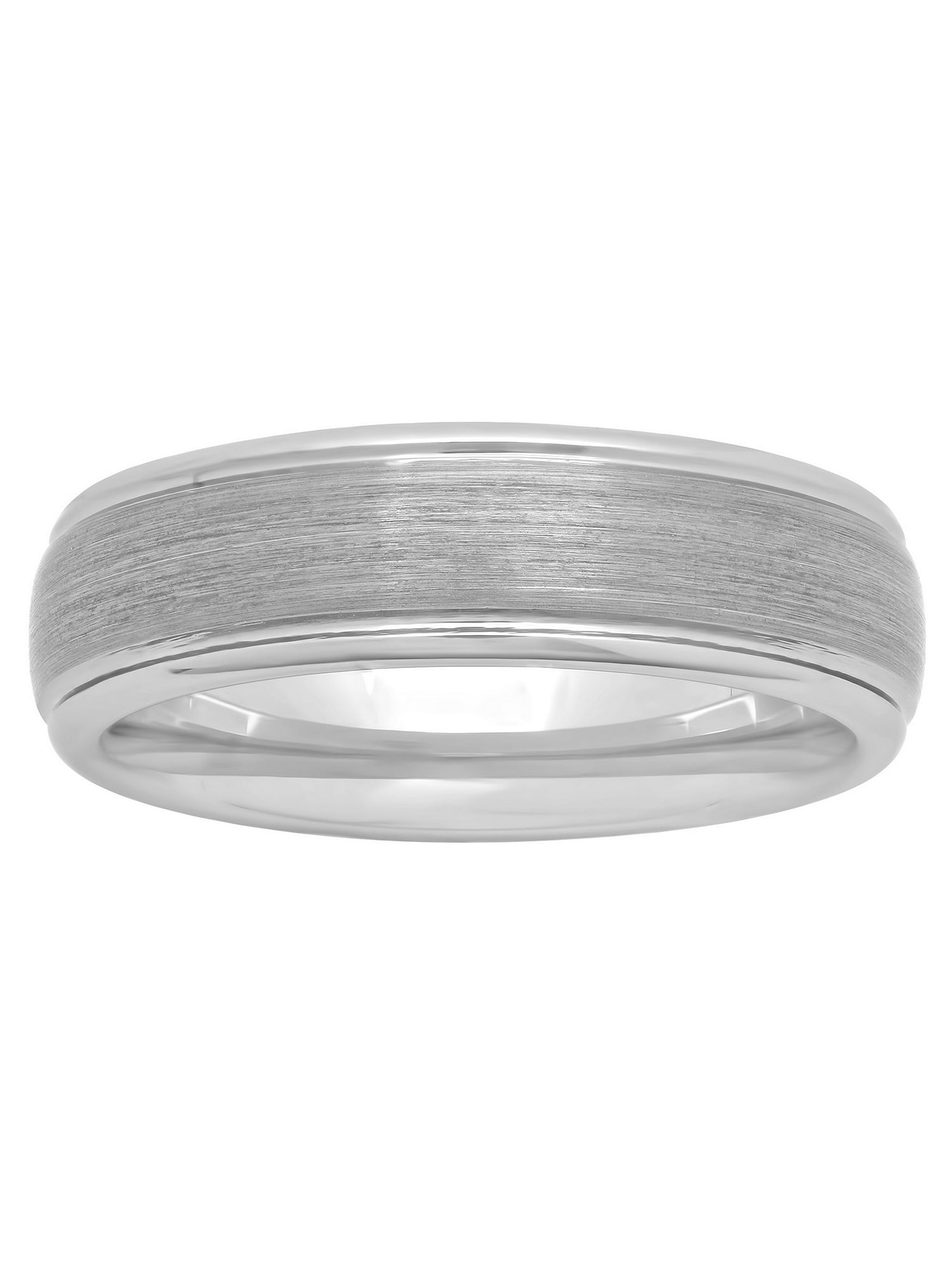 Mens Gray Tungsten 7MM Grooved Comfort Fit Wedding Band - Mens Ring