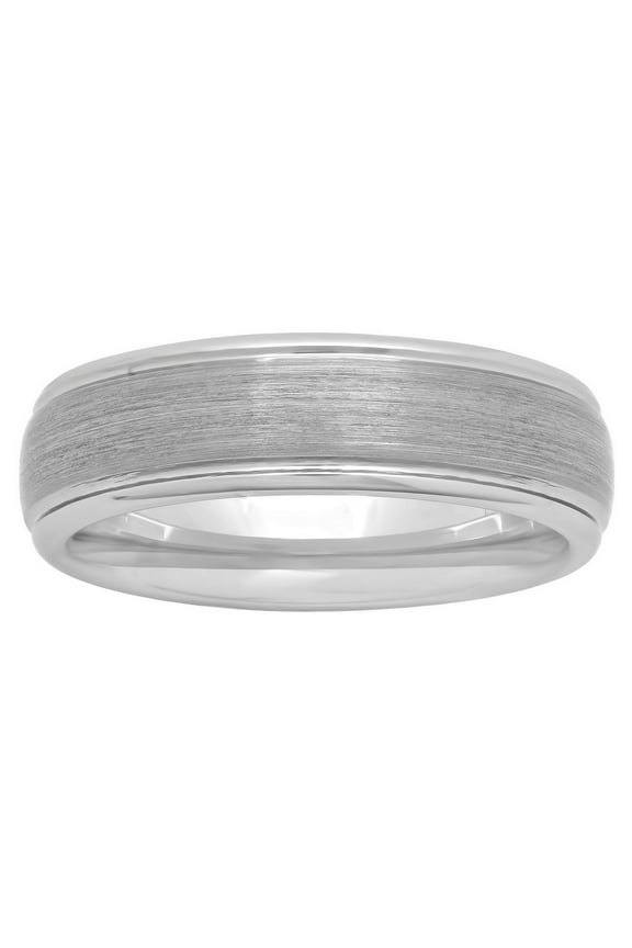 Mens Gray Tungsten 7MM Grooved Comfort Fit Wedding Band - Mens Ring