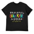 thumbnail image 1 of Mens Greatful Thankful Blessed Friendsgiving Cute Thanksgiving T-Shirt Black, 1 of 5