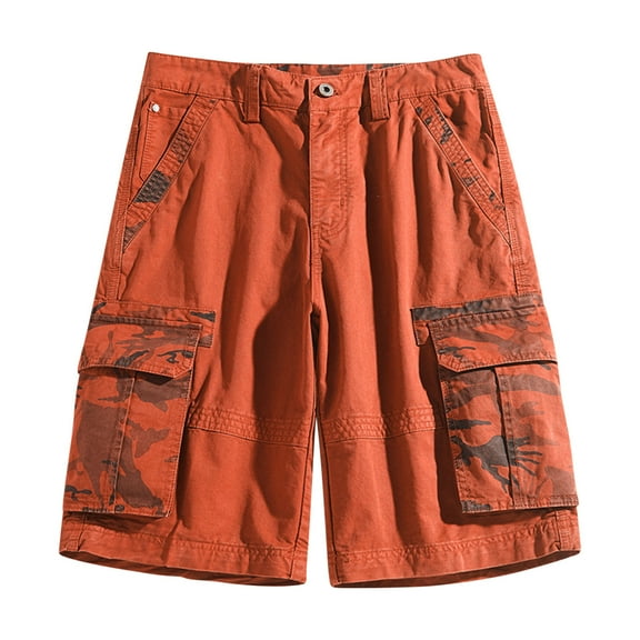 Mens Green Cargo Shorts, Multi - Pockets, Breathable Fabric, Summer Hiking & Casual Outings
