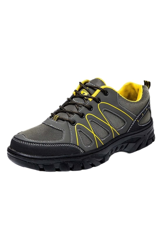 Mens Green Hiking Shoes, Lightweight Breathable Trail Sneakers Non Slip Rubber Outsole, Shock Absorbing Outdoor Walking Footwear for Men,Size 6.5