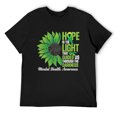 thumbnail image 1 of Mens Green Ribbon Mental Health Awareness Month Short Sleeve T-Shirt Black Small, 1 of 5