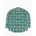 thumbnail image 1 of Mens Green Santa Claus Dabbing Dab Dance Christmas Long Sleeve Button Shirt LT, 1 of 1