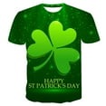 thumbnail image 1 of Mens Green Tee Shirt St. Patrick's Day Casual Round Neck Tops Spring Fashion Print Couple Short Sleeve Tshirts, 1 of 3